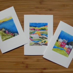 Landscape and Houses Card Set, Blank notecards with envelopes, Housewarming Gift image 1