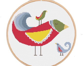 Fancy Birds, Cross Stitch Pattern, PDF, instant download