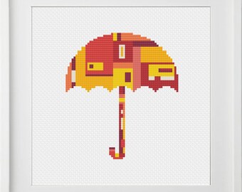 Red Umbrella, modern, PDF, Cross Stitch Pattern, instant download