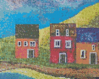 Three Houses pattern, PDF, Cross Stitch Pattern, instant download