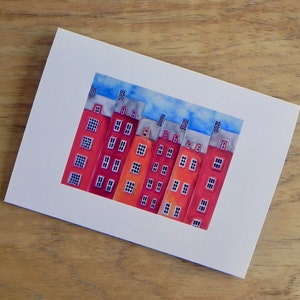 Red Row Houses Card Set, Blank notecards with envelopes, House Art image 1