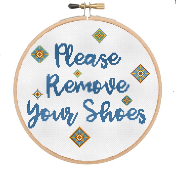 Please Remove Your Shoes, Sign, Cross Stitch Pattern, PDF, instant download