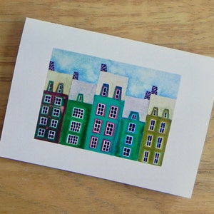 Turquoise Row Houses Card Set, Cartes vierges avec enveloppes, House Art