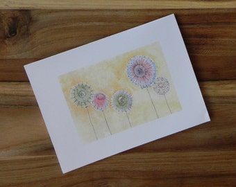 Circle Flowers Card Set, Eight blank notecards and envelopes