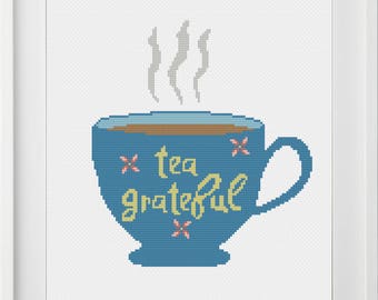 Tea Grateful pattern, PDF, Cross Stitch Pattern, instant download