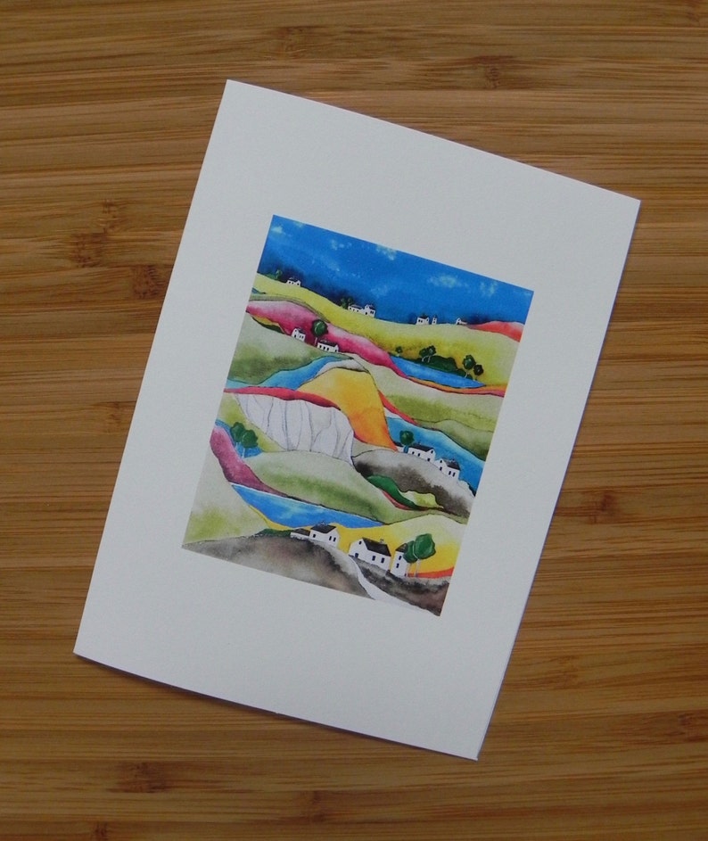 Landscape and Houses Card Set, Blank notecards with envelopes, Housewarming Gift image 3