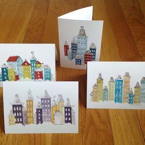 Colorful Buildings Card Set, Blank notecards with envelopes, Housewarming Gift image 1