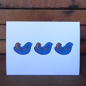 Rosemaling Card Set, Norwegian Folk Art, Blue Birds, Eight blank notecards and envelopes