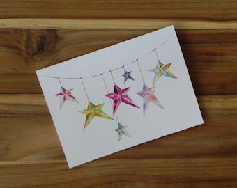 Hanging Stars Card Set, Eight blank notecards and envelopes