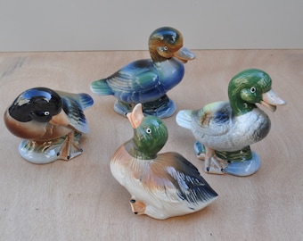 set of 4 glazed ceramics ducks instant collection man cave