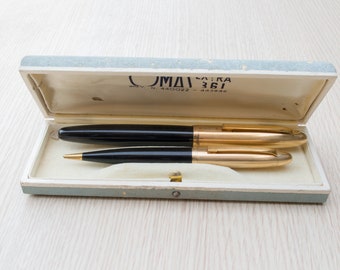 Parure Italian fountain pen Omas 361 '60 NOS with pencil, original case and instructions.