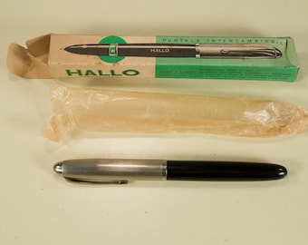 Pluma estilográfica italiana HALLO (rara submarca LUS) '60 NOS con caja y sobre originales