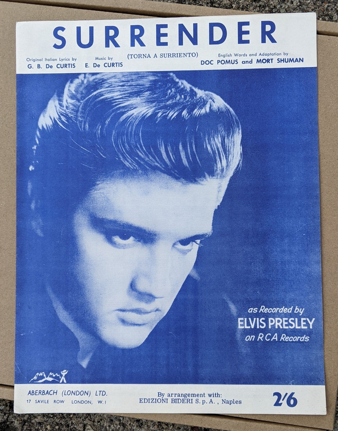 Surrender Elvis Presley Vintage Sheet Music Italian Torna A Etsy