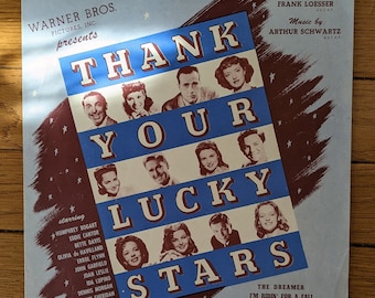 Vintage Sheet Music 1940s Music Piano Composition Thank Your Lucky Stars Sheet Music and Lyrics