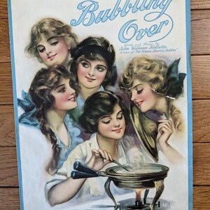 Vintage Sheet Music 1910s Music Bubbling Over Piano Composition and Lyrics Sheet Music English Theatre Music Life is Bubbling Over