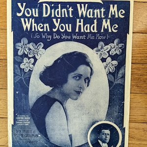 Vintage Sheet Music 1910s Music Piano You Didn&#39;t Want Me When You Had Me Composition Sheet Music and Lyrics