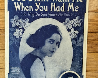Vintage Sheet Music 1910s Music Piano You Didn't Want Me When You Had Me Composition Sheet Music and Lyrics