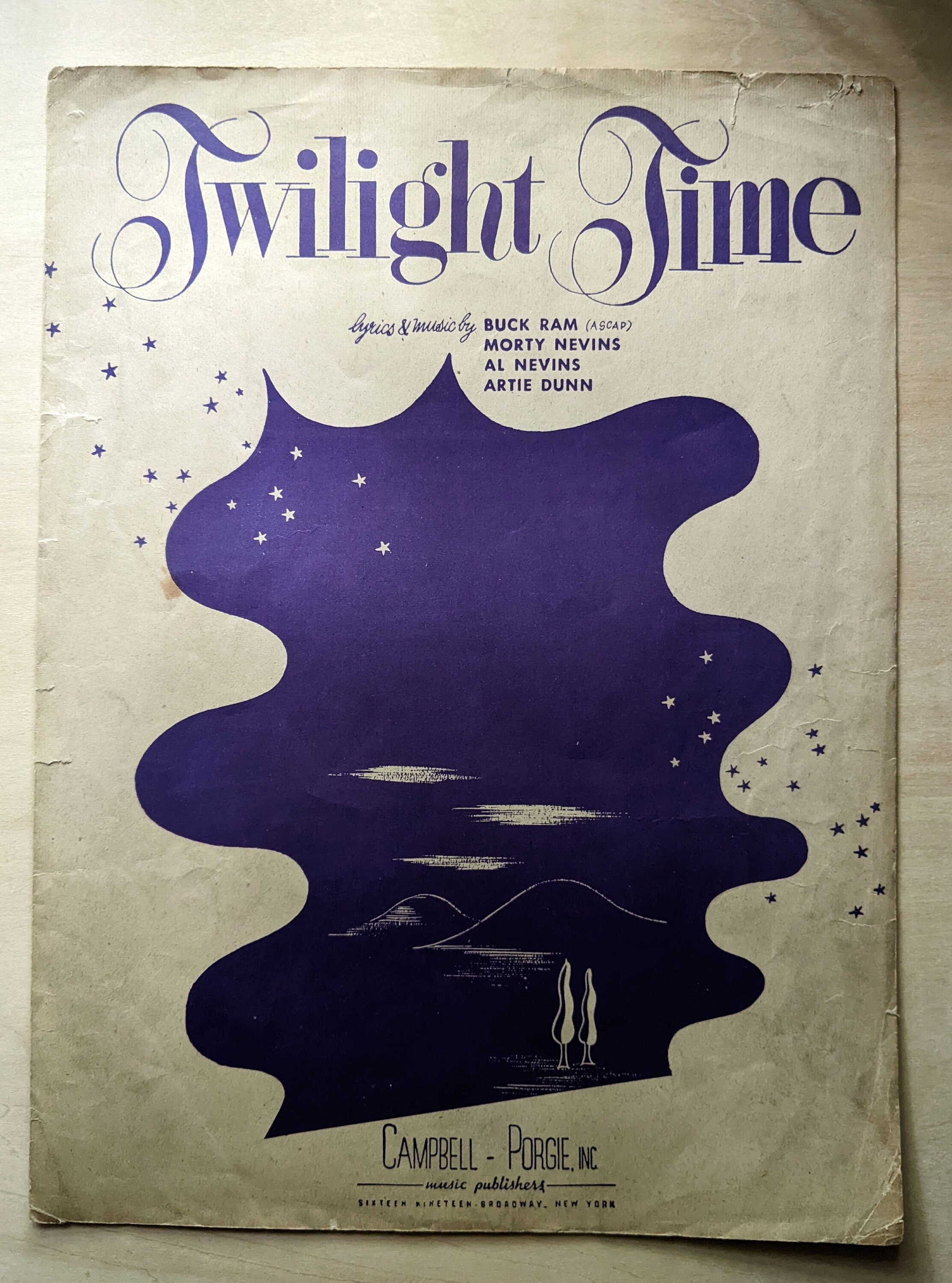 Vintage Sheet Music 1940s Music Piano Composition Twilight Time Sheet Music and Lyrics