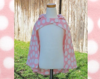 BABY 18 Months - Pink with White Dots cloak - Ready to Ship