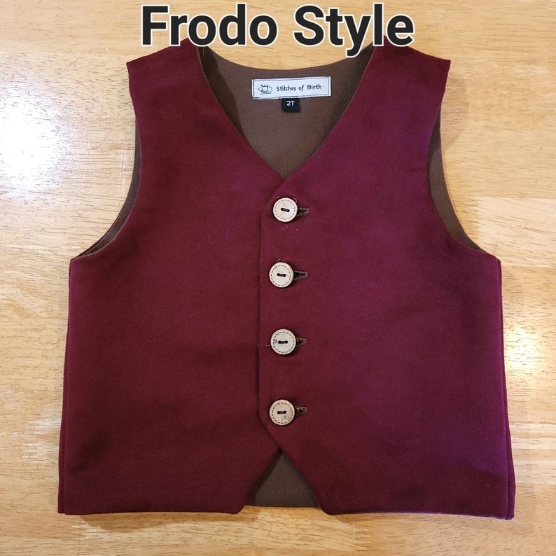 Lord of the Rings Hobbit Inspired Vests for Children, MADE-TO-ORDER Frodo Style
