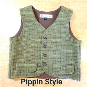 Lord of the Rings Hobbit Inspired Vests for Children, MADE-TO-ORDER Pippin Style
