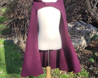 Plum Cloak for Babies, Toddlers and Children Fleece with Rounded Hood  - READY TO SHIP