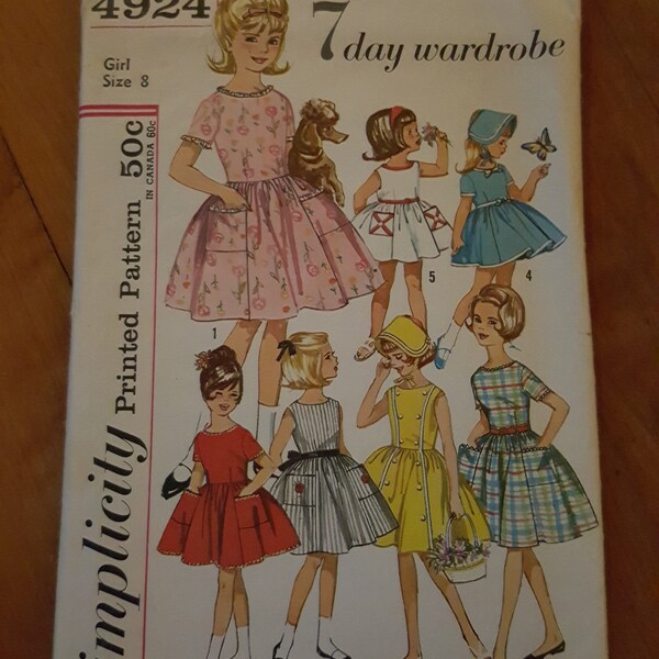 1960's Simplicity- 4924 Girl's 7 day wardrobe pattern (Size 8)