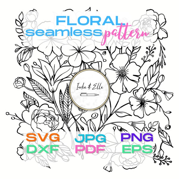 Floral Seamless Pattern, SVG PNG DXF eps jpg pdf, Flower Pattern, Easter Mothers Day svg, design patterns, Cricut, Silhouette Roses Plants