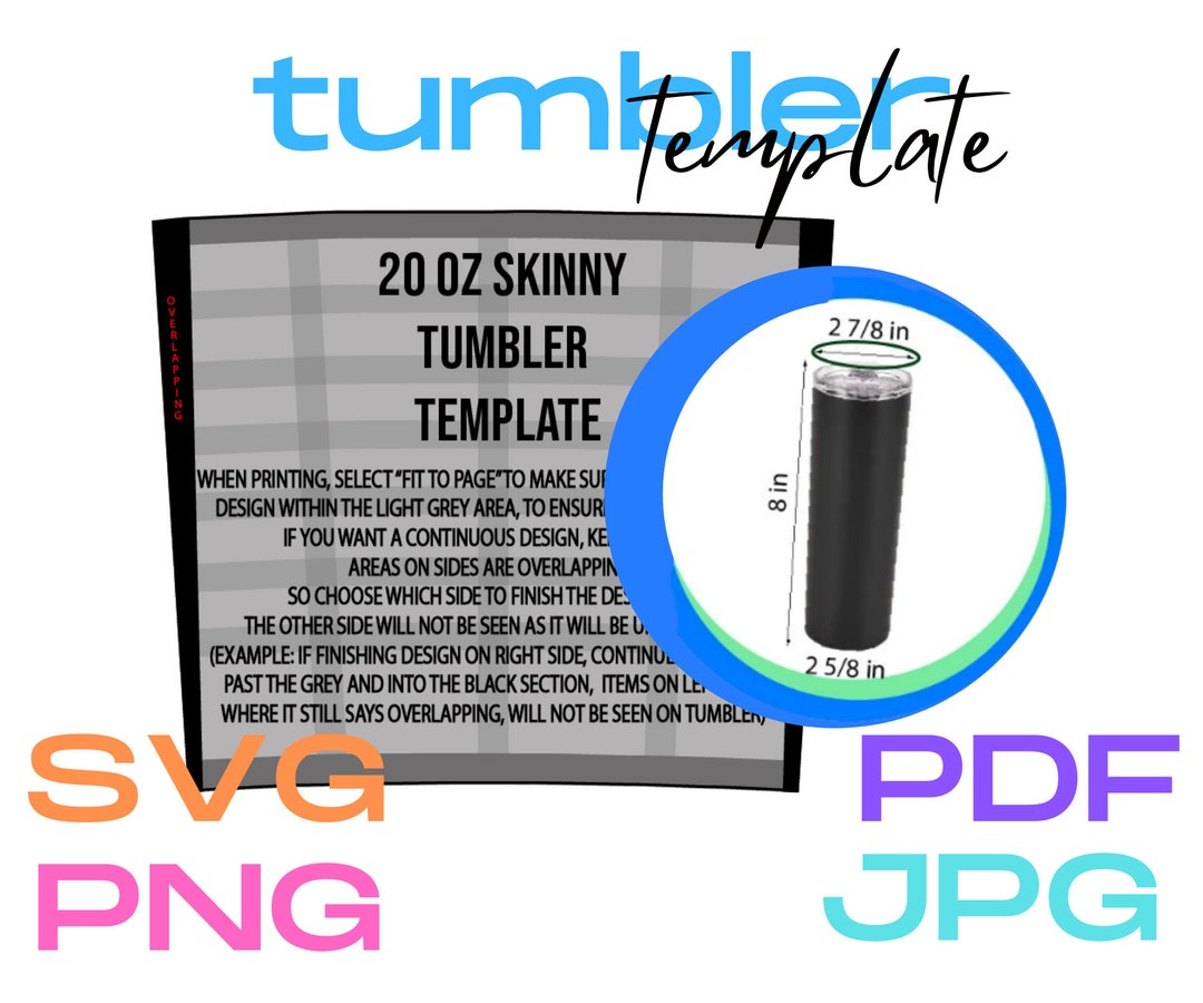 20 oz Skinny tumbler template SVG PNG PDF use blank or with - Etsy Portugal