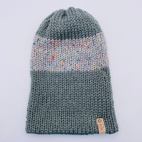 The "Anders" Hat in Mount Rainier Tweed and Petrified Forest Super Soft Double-Layered Unisex Reversible Beanie