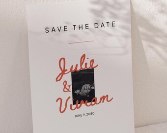 Minimalist Black and White Save the Date Template: Modern Wedding Announcement (Canva Editable, Digital Download)
