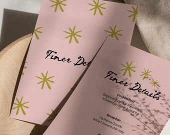Boho Floral Wedding Details Card, Editable Canva Template