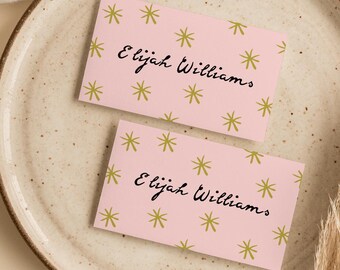 Boho Floral Wedding Table Numbers & Place Cards, Editable Canva Templates, Minimalist Floral Design