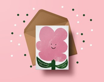 Happy Birthday Little Princess Card – Cute Pink Flower Kids Birthday Card, Growing So Fast, Sweet Birthday Card for Girl
