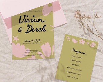 Boho Floral Wedding Details Card: Editable Canva Template (4x6 Double-Sided Digital Download