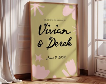Boho Floral Wedding Welcome Sign: Editable Canva Template (Digital Download 18x24 & 24x36in