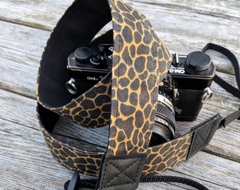 Camera Strap, Animal Print Camera Strap, Waxed Canvas, DSLR Camera Strap, Adjustable Camera Strap, Photographer Gift