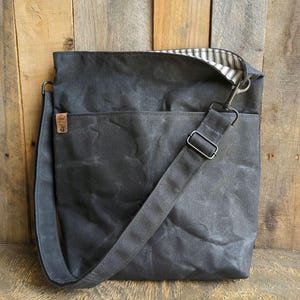 Black Waxed Canvas Bag, Waxed Canvas Crossbody Bag