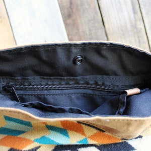 Waxed Canvas Bag with PNW Wool, Waxed Canvas Crossbody Bag image 4