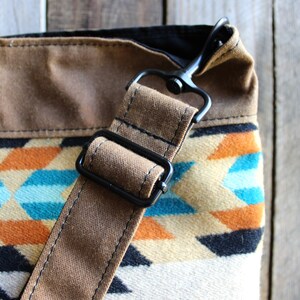 Waxed Canvas Bag with PNW Wool, Waxed Canvas Crossbody Bag image 2