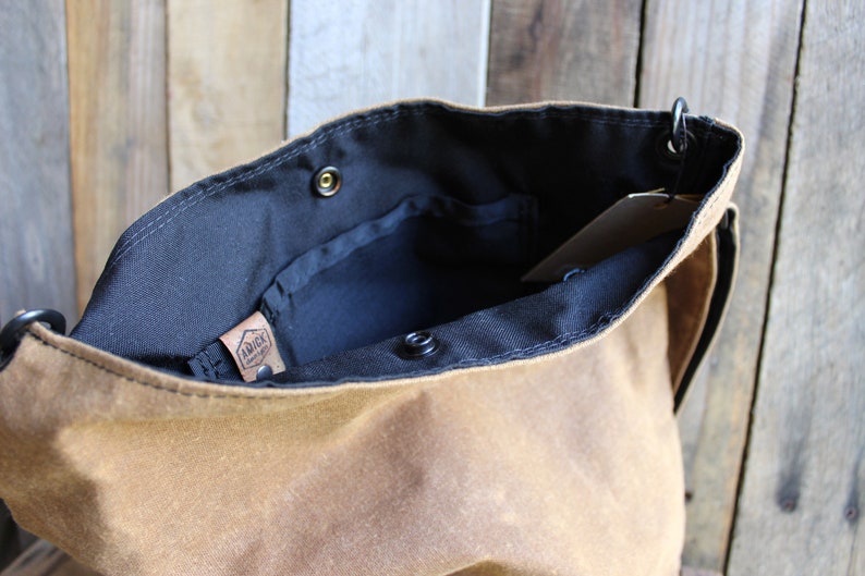 Waxed Canvas Bag with PNW Wool, Waxed Canvas Crossbody Bag image 5