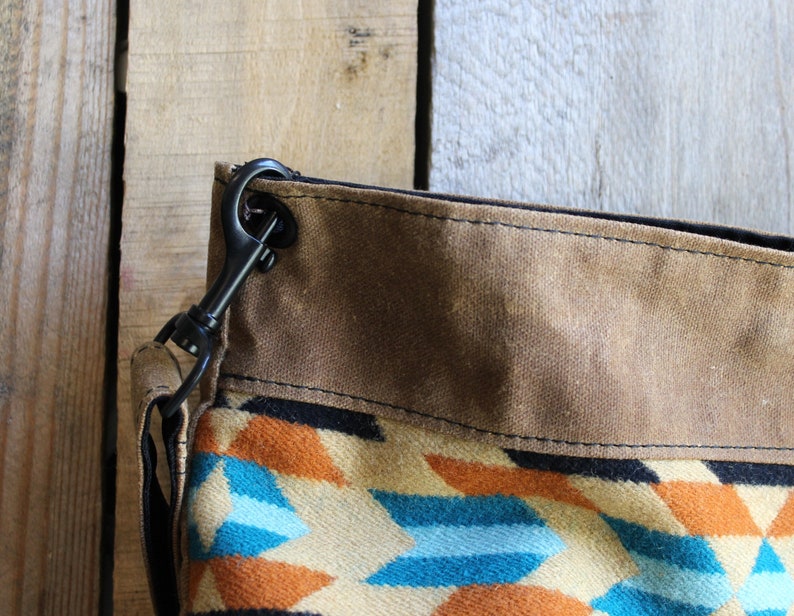 Waxed Canvas Bag with PNW Wool, Waxed Canvas Crossbody Bag image 3