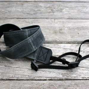 Gray Camera Strap, Waxed Canvas Camera Strap, DSLR Camera Strap, Photographer Gift image 1