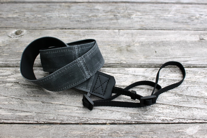 Gray Camera Strap, Waxed Canvas Camera Strap, DSLR Camera Strap, Photographer Gift image 1