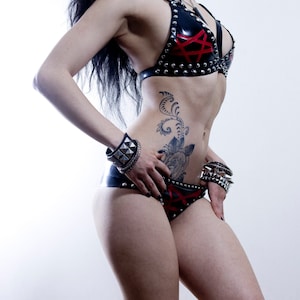 Latex studded pentagram bikini. MADE TO ORDER image 4