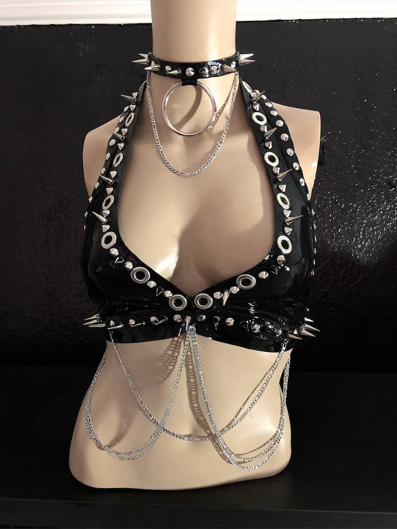 MADE TO ORDER. Studded latex chocker image 2