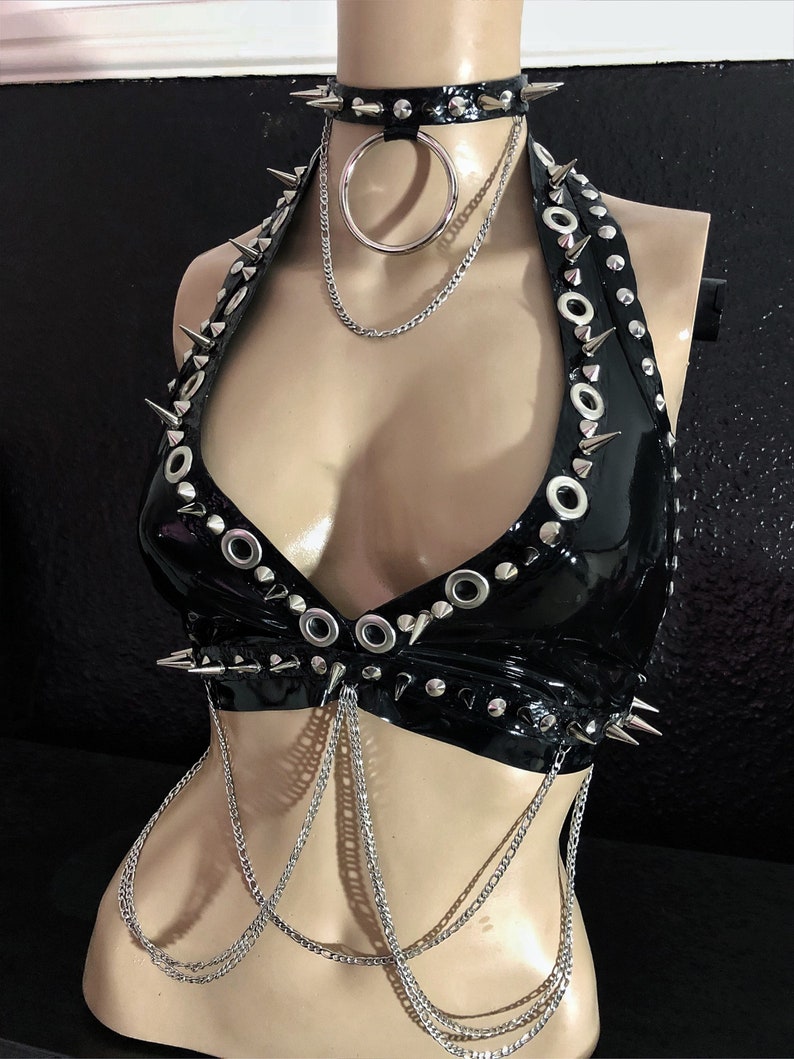 MADE TO ORDER. Studded latex chocker image 3