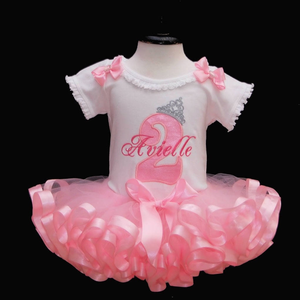 princess birthday tutu outfit, personalized 2nd birthday girl outfit