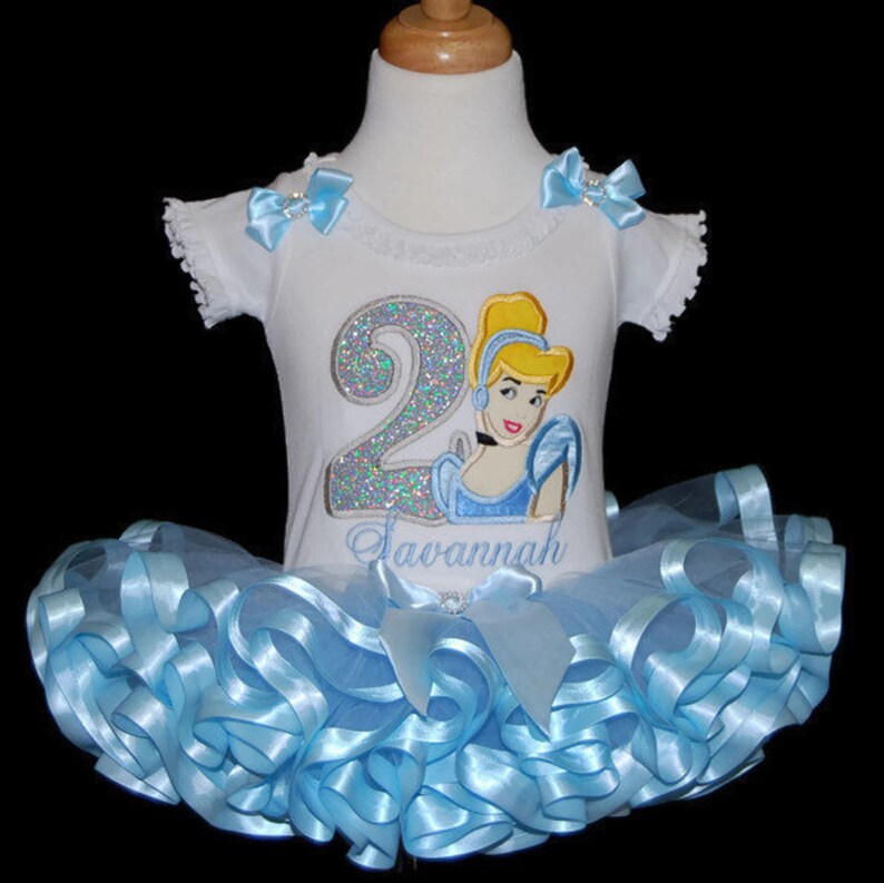 Cinderella 2nd birthday tutu outfit glitter princess toddler tutu 2nd birthday girl baby tutu cake smash personalized ribbon handmade tutu