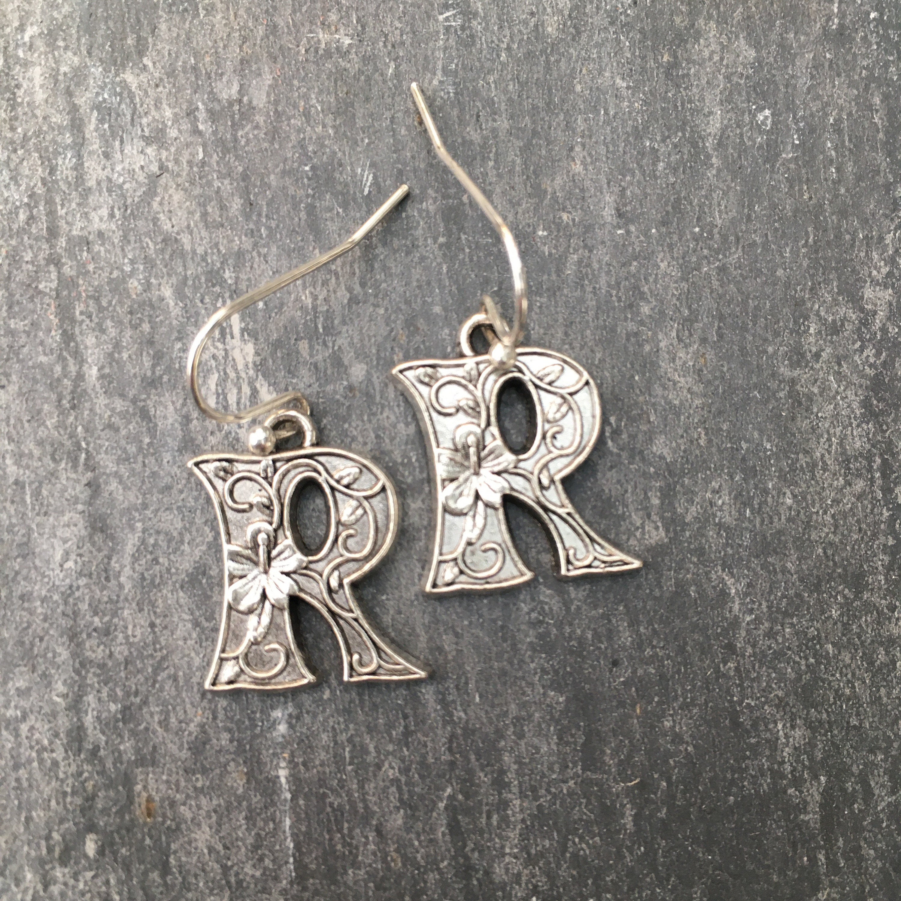 Initial earrings letter jewellery initial R earrings R Etsy